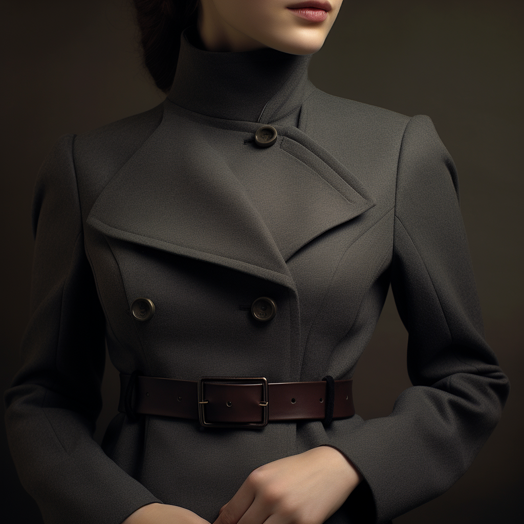 Chic Charcoal Designer Overcoat with Leather Accents