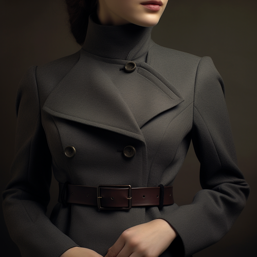 Chic Charcoal Designer Overcoat with Leather Accents